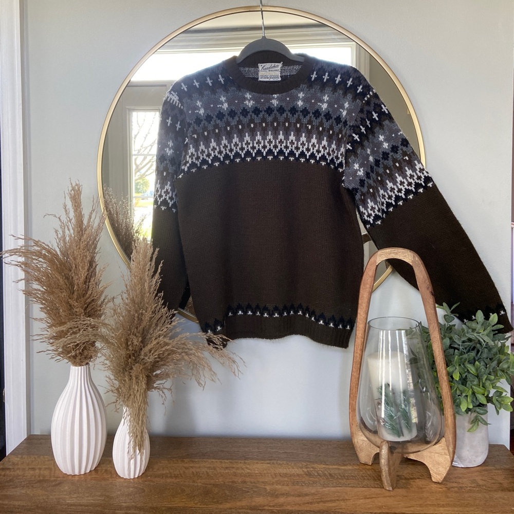 brown grandpa sweater